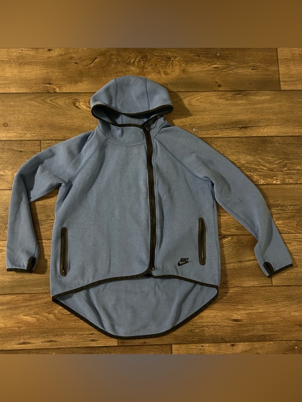 Nike Tech Fleece blue Asymmetric Women’s Cape Hoodie Sweatshirt Full Zip Sz. m